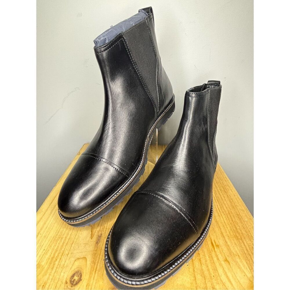 Thomas & Vine Men's Jaylon‎ Genuine Leather Cap Toe Ankle Boot Black Size 9.5